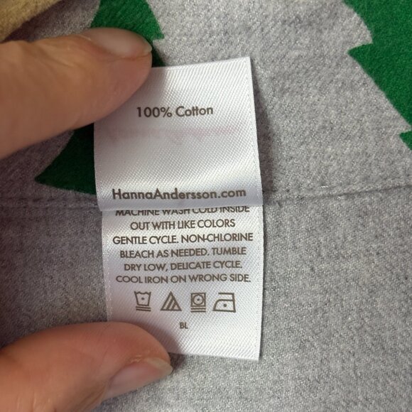 Hanna Anderson Women Pajama Top Flannel Size S Tannenbaum Tree Button Up Gray - Picture 5 of 11